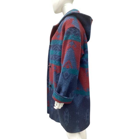 Vintage Larry Levine Women’s Coat Size M/L Wool Leather Buttons Hood Union Made - Picture 5 of 8